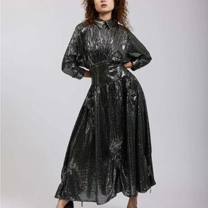 BATSHEVA Goldie Dress in Silver Sequin SZ 14